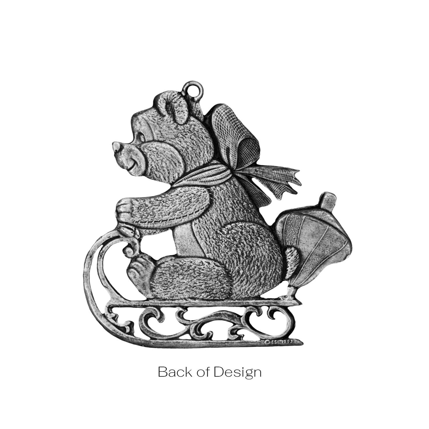 Teddy Bear on Sled- Stocking or Basket Holder - Engravable