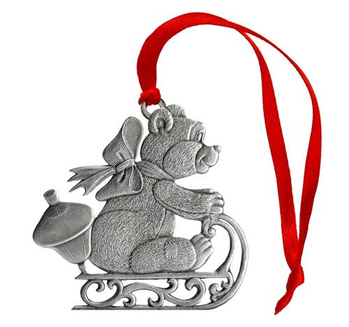 Teddy Bear on Sled - Mini Ornament