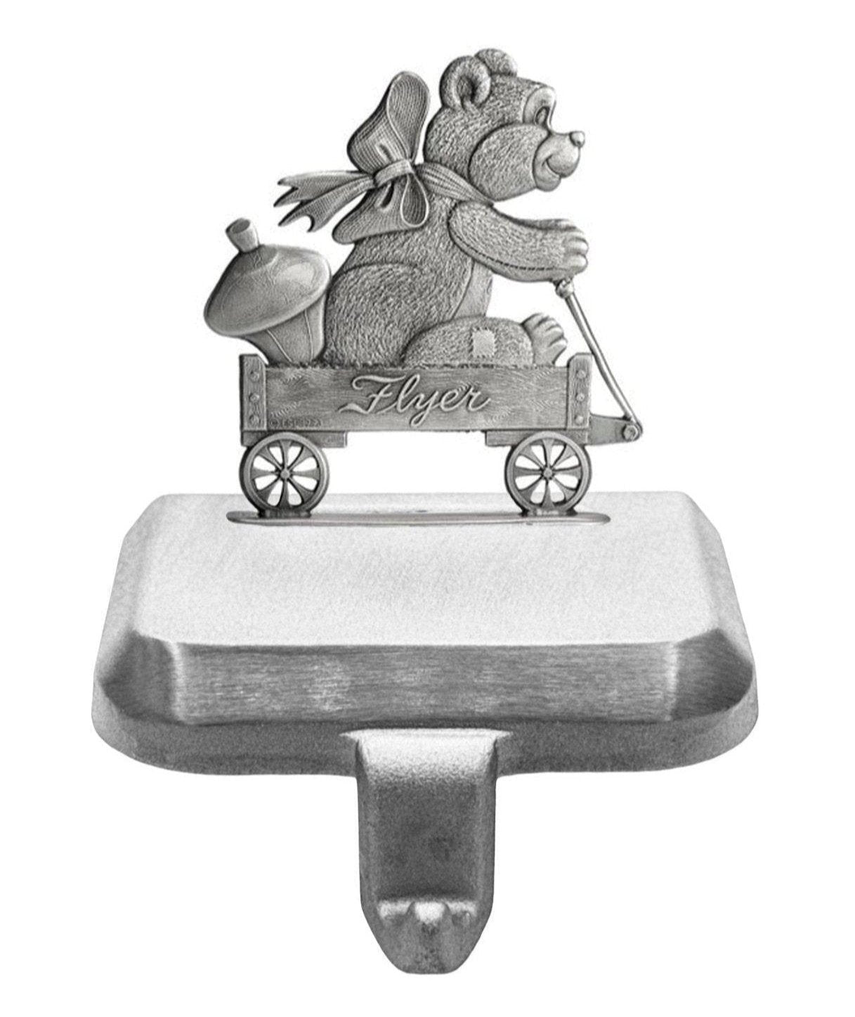 Teddy Bear in Wagon- Stocking or Basket Holder - Engravable