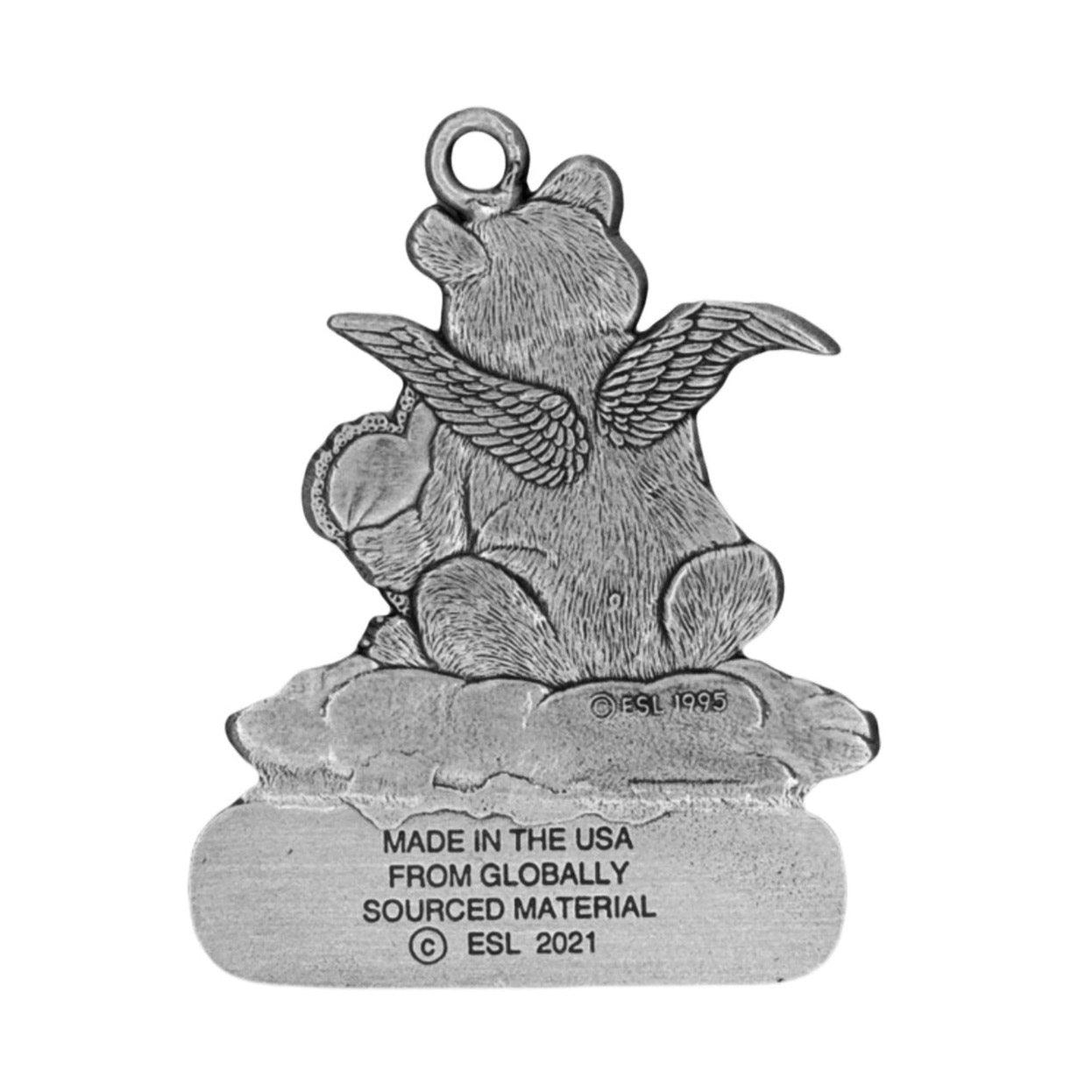 Bear Angel with Heart - Ornament - Engravable