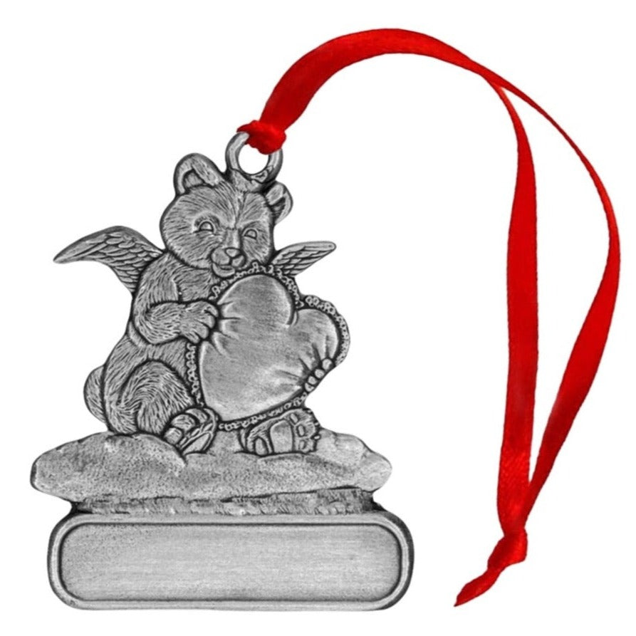 Bear Angel with Heart - Ornament - Engravable