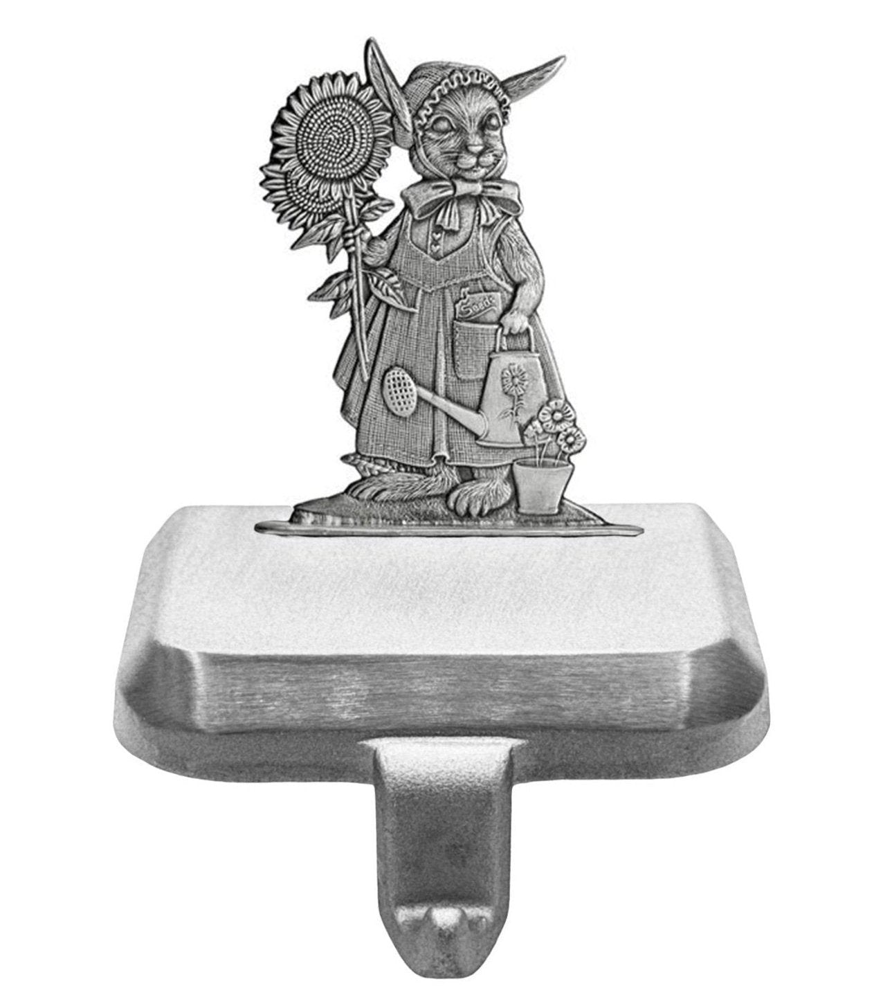 Gardener Bunny with Sunflower- Stocking or Basket Holder - Engravable