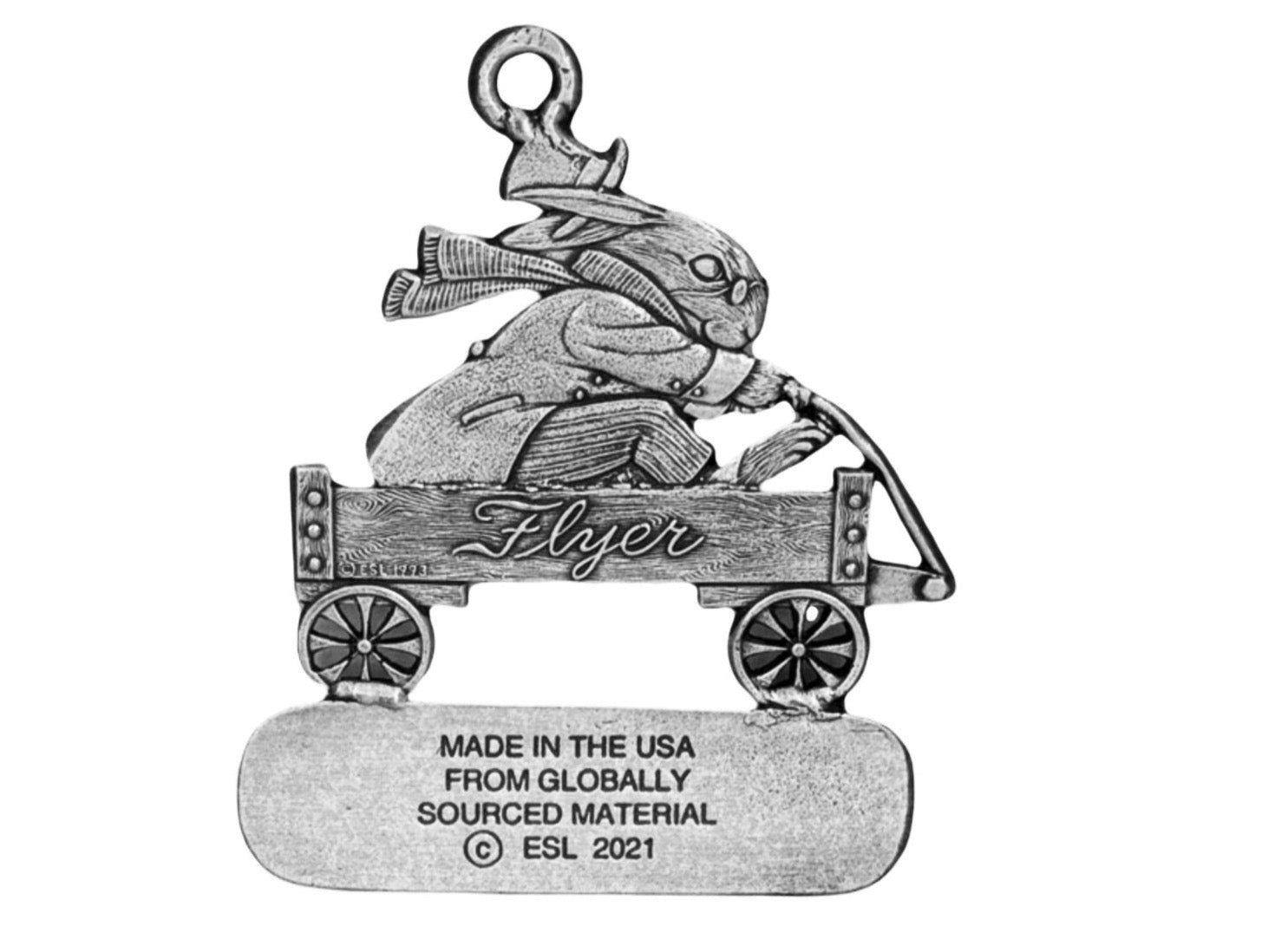 Bunny in Wagon - Ornament - Engravable