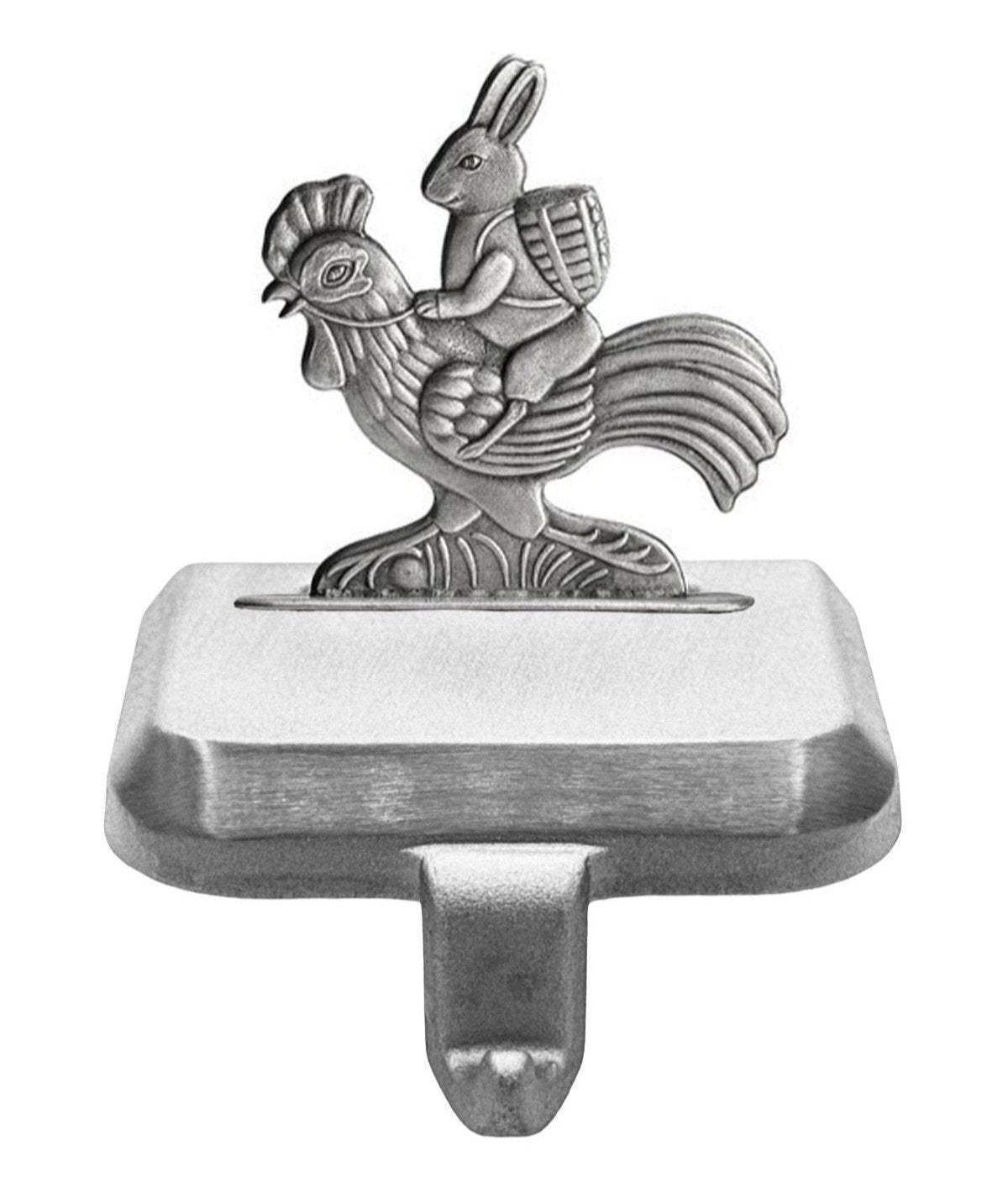 Bunny on Rooster - Stocking or Basket Holder - Engravable