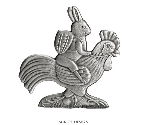 Bunny on Rooster - Stocking or Basket Holder - Engravable