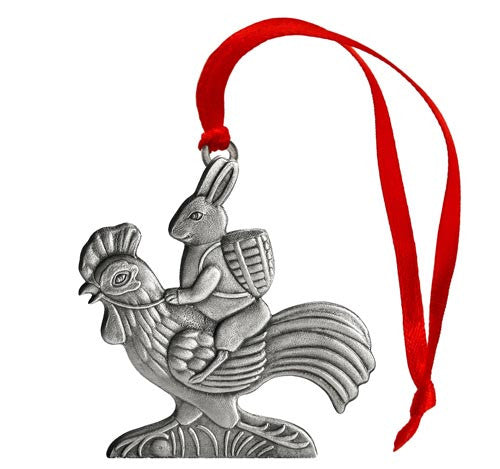 Bunny on Rooster - Ornament